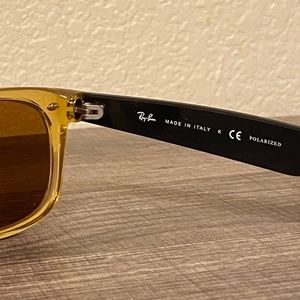 Ray Ban RB 2132 New Wayfarer 55mm Gloss Honey Frame with Black Temples, w/ case